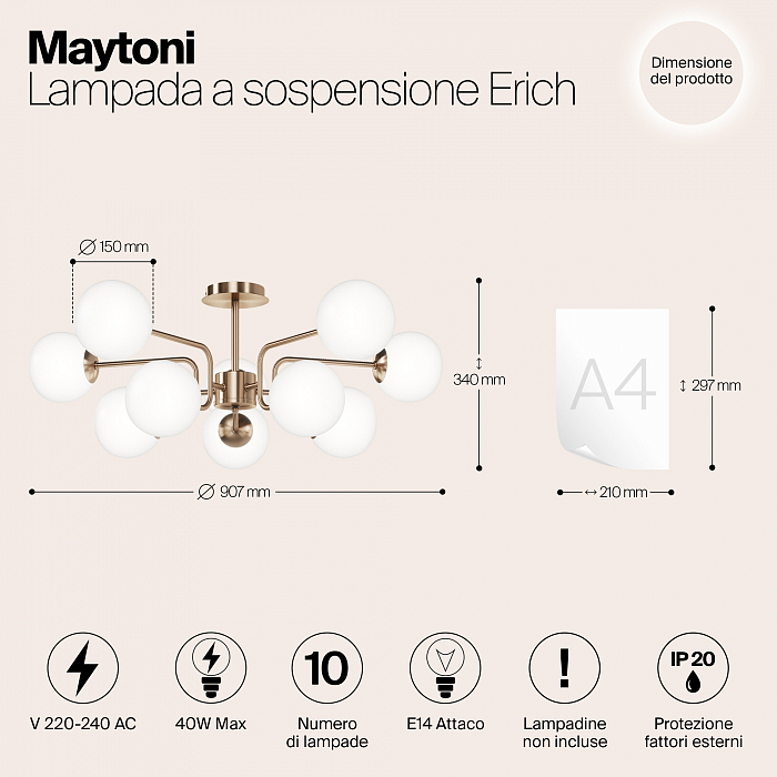 Светильник Maytoni MOD221PL-10G